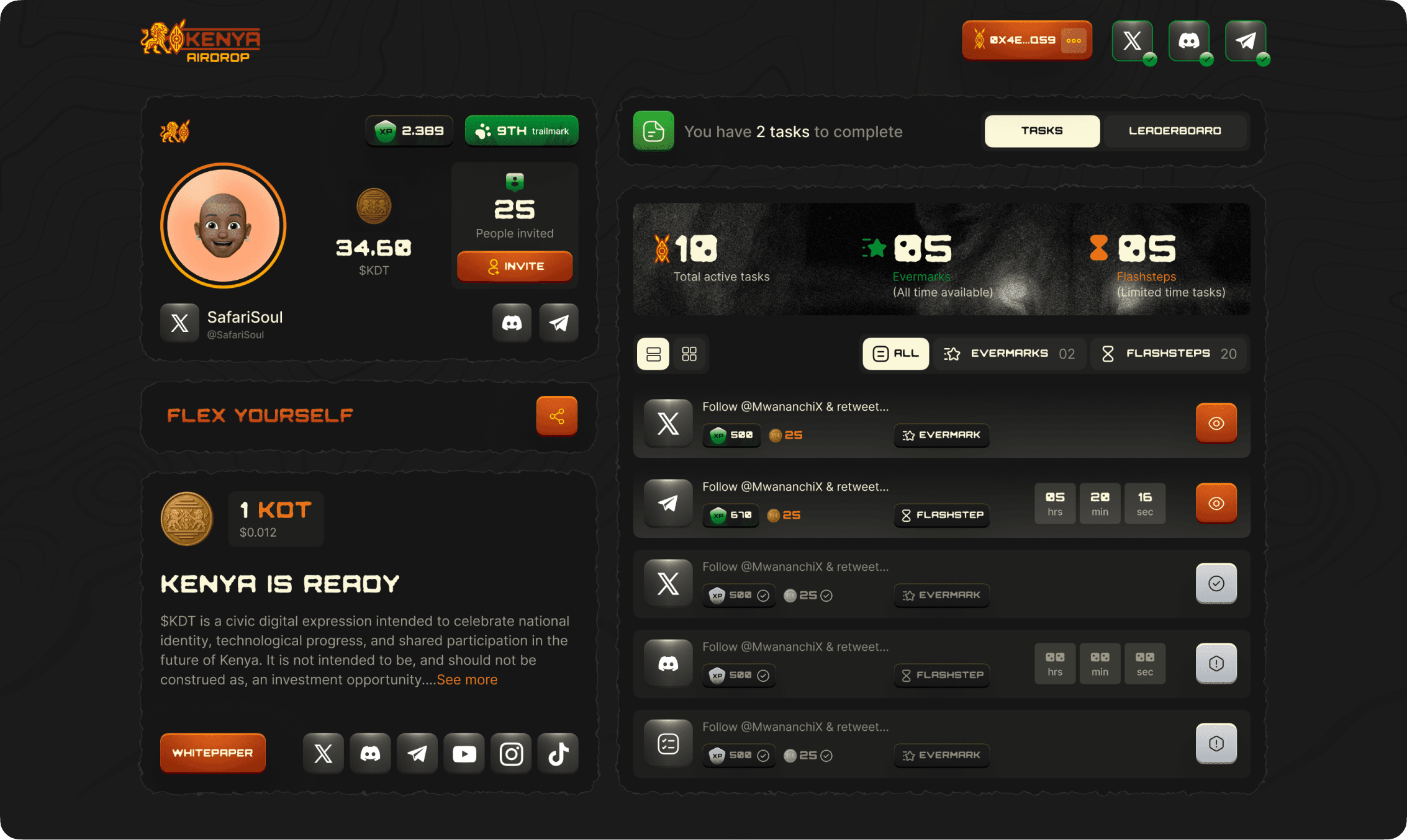 KDT — concept airdrop dashboard for Kenya's first digital token